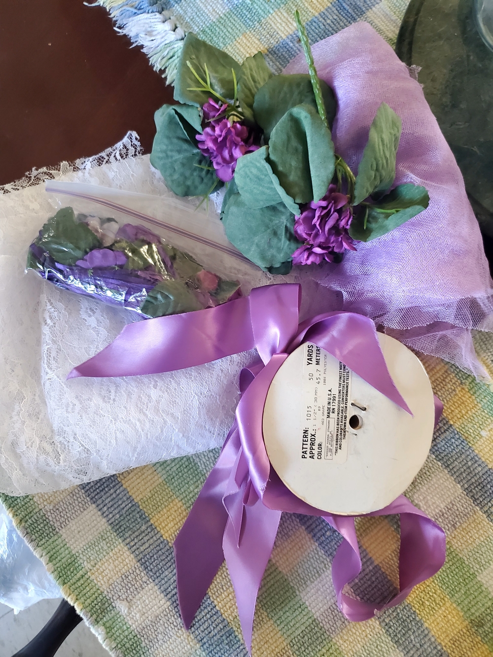 Craft Essentials Lavender Ribbon, Lace and Artificial Flower Bundle - Unbranded